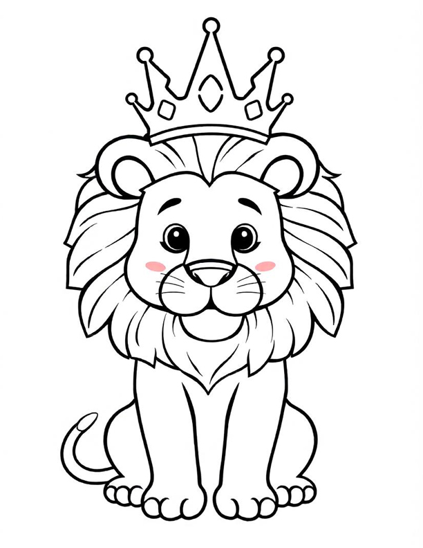 Lion wearing a crown coloring page